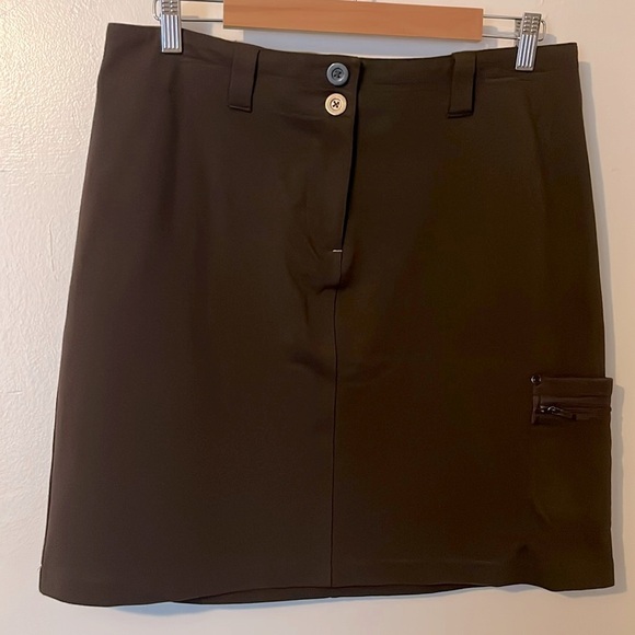 Title Nine Stretch Cargo Utility Brown Performance Cotton Gorpcore Skirt Sz 10 - Picture 1 of 8